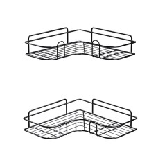 Cefito Bathroom Corner Shelf Rack, Carbon Steel, Black, 36x26x6cm, Rustproof, Easy Install, 2-Pack, 1-Year Warranty