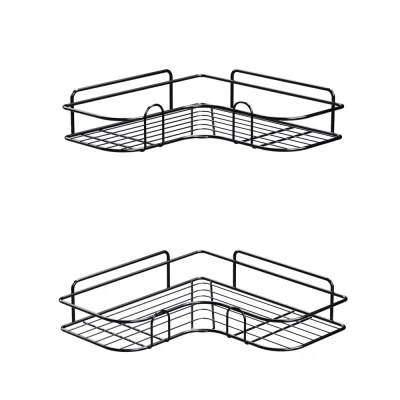 Cefito Bathroom Corner Shelf Rack, Carbon Steel, Black, 36x26x6cm, Rustproof, Easy Install, 2-Pack, 1-Year Warranty