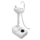 Weisshorn 19L Portable Camping Hand Wash Sink Stand - Foot Pump, Built-in Wheels, Towel Rack & Soap Holder, Grey