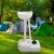 Weisshorn 19L Portable Camping Hand Wash Sink Stand - Foot Pump, Built-in Wheels, Towel Rack & Soap Holder, Grey