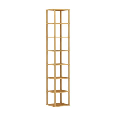 Artiss Shoe Rack, Bamboo MDF 8-Tier, Pine, 25x23x134cm, Stackable Storage for 8 Pairs, Durable & Easy Assembly