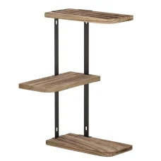Artiss Faro Floating Wall Shelf, Solid Paulownia Wood, Rust Oak & Black, 26x13x43.7cm, 3-Tier, Customizable Storage