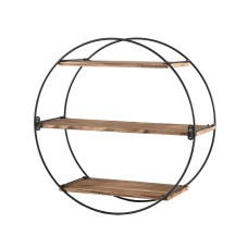Artiss Floating Wall Shelf, Solid Paulownia Wood, 3-Tier, Rust Oak & Black, 50cm, Space-Saving Home Storage