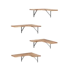 Artiss Set of 4 Floating Wall Shelves, Paulownia Wood, Corner Design, 40x29x13cm, Space-Saving with Sturdy Brackets