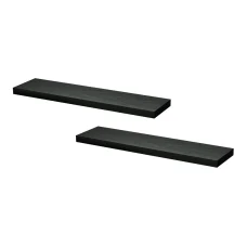 Artiss 90cm Black Floating Wall Shelf Set of 2, Paulownia Wood, Space-Saving, Easy Assembly, for Home Decor