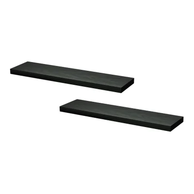 Artiss 90cm Black Floating Wall Shelf Set of 2, Paulownia Wood, Space-Saving, Easy Assembly, for Home Decor Artiss 90cm Black Floating Wall Shelf Set of 2, Paulownia Wood, Space-Saving, Easy Assembly, for Home Decor