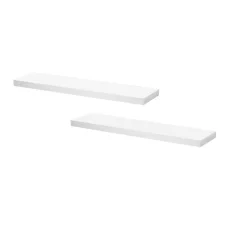 Artiss 2pc 90cm White Floating Wall Shelf Set - Premium Paulownia Wood, Space-Saving, Multi-Purpose, Easy Assembly