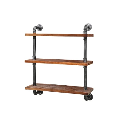 Artiss 3-Tier Rustic Industrial Pipe Shelf, Pine Wood & Metal, 61x25x98.5cm - DIY Display for Home, Office & Cafe Decor