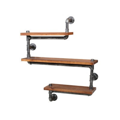 Artiss Floating DIY Pipe Shelf 3 Tiers IONA – Industrial Rustic Timber and Metal, 85.5x25x111cm, Wall Mounted Shelving Artiss Floating DIY Pipe Shelf 3 Tiers IONA – Industrial Rustic Timber and Metal, 85.5x25x111cm, Wall Mounted Shelving
