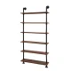 Artiss Floating DIY Pipe Shelf 6 Tiers, 201x90cm Industrial Rustic Wall Shelf, Solid Pine Wood & Metal, Indoor Outdoor