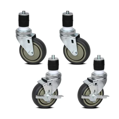Cefito 4" Stainless Steel Swivel Castor Wheels Set of 4 - 200kg Capacity, Rubber, Side Lock Brake, Easy Install