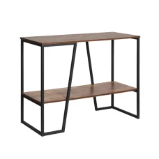 Artiss Cora 2-Tier Console Table - 106CM Walnut & Black, Sturdy Particle Board, Anti-Rust Steel, 30KG Capacity