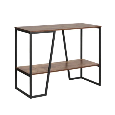 Artiss Cora 2-Tier Console Table - 106CM Walnut & Black, Sturdy Particle Board, Anti-Rust Steel, 30KG Capacity