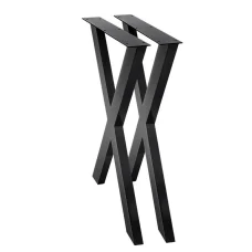 Artiss Metal Table Legs Set of 2, X-Shaped, 71x60cm, Black Iron, Industrial Style, Heavy Duty, DIY Furniture Upgrade