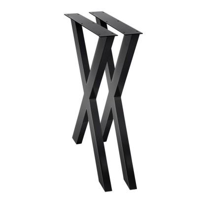 Artiss Metal Table Legs Set of 2, X-Shaped, 71x60cm, Black Iron, Industrial Style, Heavy Duty, DIY Furniture Upgrade