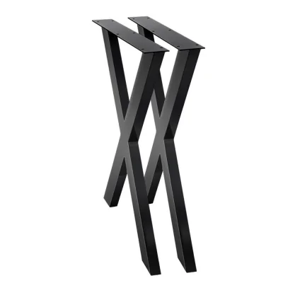 Artiss Metal Table Legs Set of 2, X-Shaped, 71x60cm, Black Iron, Industrial Style, Heavy Duty, DIY Furniture Upgrade