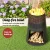 Grillz Fire Pit Deep Bowl Iron Outdoor Fireplace, 51.5x51.5x73cm, Mesh Screen, Built-in Log Storage, Black