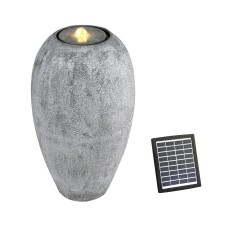 Gardeon Beige Solar Fountain Water Feature with LED Lights, Durable Polyresin, 36x36x50.5cm, Energy-Efficient & Stylish
