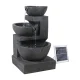 Gardeon 3-Tier Solar Cascading Fountain with LED Lights, 60CM Blue Polyresin Bird Bath, Weatherproof & Eco-Friendly