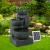 Gardeon 3-Tier Solar Cascading Fountain with LED Lights, 60CM Blue Polyresin Bird Bath, Weatherproof & Eco-Friendly