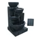 Gardeon 72CM Blue Solar Water Feature Fountain, 4-Tier Polyresin Bird Bath with LED Lights, Eco-Friendly & Weatherproof