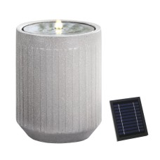 Gardeon Beige Solar Fountain with LED Lights – Durable Polyresin, 36x36x50.5cm, Energy-Efficient, Outdoor Water Feature