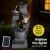 Gardeon 3-Tier Solar Fountain, Grey Polyresin, 90cm, Indoor/Outdoor, LED Lit, 350L/h Flow, Solar-Powered with Battery