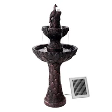 Gardeon Solar-Powered 3-Tier Bird Bath Fountain with Pump Kit, 106CM Polyresin Peacock Design, All-Weather Durable