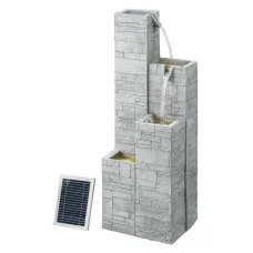 Gardeon Beige 4-Tier Solar Fountain - Indoor/Outdoor, Polyresin, LED, Energy-Efficient, Easy Install, 30x26x86CM