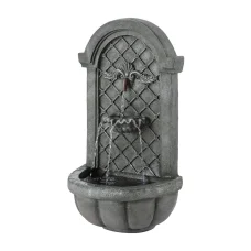 Gardeon 80CM Grey Solar Fountain Water Feature, Wall Mounted or Freestanding, Polyresin, Eco-Friendly, Easy Setup