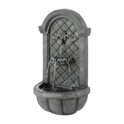 Gardeon 80CM Grey Solar Fountain Water Feature, Wall Mounted or Freestanding, Polyresin, Eco-Friendly, Easy Setup