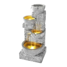 Gardeon Rock-Style Solar Fountain with LED Lights, 4-Tier Cascading Design, 86.8cm, Polyresin, Indoor/Outdoor Use