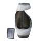 Gardeon 48CM Grey Solar-Powered Cascade Fountain Bird Bath – Elegant Polyresin Design, Indoor/Outdoor, Easy Install