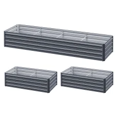 Green Fingers Raised Garden Bed 240x80x45cm Galvanised Steel Planter Box Set, Rustproof, Durable, Safe Edges, 2-Pack