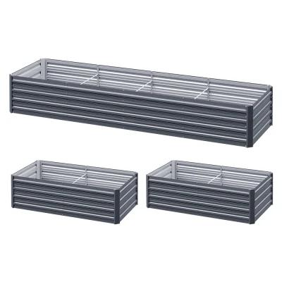 Green Fingers Raised Garden Bed 240x80x45cm Galvanised Steel Planter Box Set, Rustproof, Durable, Safe Edges, 2-Pack