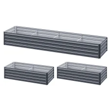 Green Fingers 320x80x45cm Galvanised Raised Garden Bed Planter Box, Durable SGCC Steel, Rustproof, Set of 2
