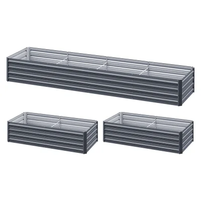 Green Fingers 320x80x45cm Galvanised Raised Garden Bed Planter Box, Durable SGCC Steel, Rustproof, Set of 2