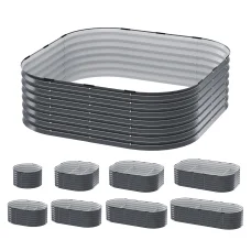 Greenfingers 9-in-1 Modular Raised Garden Bed, Galvanised Steel, 0.5mm, Corrosion-Resistant, Easy Assembly, 45cm High