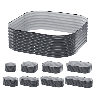 Greenfingers 9-in-1 Modular Raised Garden Bed, Galvanised Steel, 0.5mm, Corrosion-Resistant, Easy Assembly, 45cm High