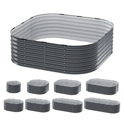Greenfingers 9-in-1 Modular Raised Garden Bed, Galvanised Steel, 0.5mm, Corrosion-Resistant, Easy Assembly, 45cm High