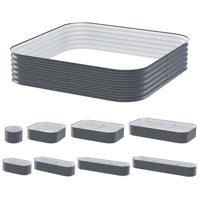 Greenfingers 9-in-1 Modular Planter Box, 40cm Height - Galvanised Steel, Rustproof, Easy Assembly, Versatile Sizes