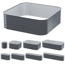 Greenfingers Modular Garden Bed 9-in-1, 56cm Height, Galvanised Steel, Rustproof, Easy Assembly, Grow Veggies & Herbs