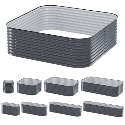 Greenfingers Modular Garden Bed 9-in-1, 56cm Height, Galvanised Steel, Rustproof, Easy Assembly, Grow Veggies & Herbs