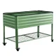 Green Fingers Mobile Elevated Garden Bed Kit, Galvanised Steel, 115x60x81cm, Locking Wheels, Storage Shelf, 100KG Load