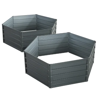 Green Fingers 2x Galvanised Steel Raised Garden Bed - 130x130x46cm, Rustproof Planter Box with Rounded Safety Edges