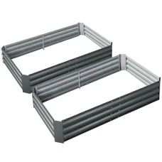 Green Fingers 2x Raised Garden Bed 150x90cm - Galvanised Steel, Rustproof, Safe Edges, Ideal for Vegetables & Herbs