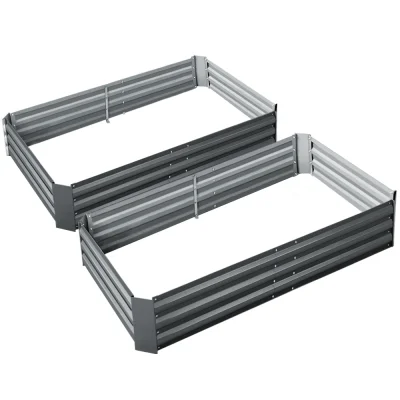 Green Fingers 2x Raised Garden Bed 150x90cm - Galvanised Steel, Rustproof, Safe Edges, Ideal for Vegetables & Herbs
