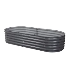Green Fingers Oval Raised Garden Bed 160x80x42cm - Galvanised SGCC Steel, Rustproof, Durable, Easy Assembly, Safe Edges