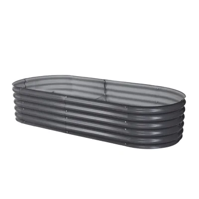 Green Fingers Oval Raised Garden Bed 160x80x42cm - Galvanised SGCC Steel, Rustproof, Durable, Easy Assembly, Safe Edges