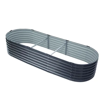 Green Fingers 240x80x42cm Oval Raised Garden Bed | Galvanised SGCC Steel | Rustproof, Durable, Easy Assembly